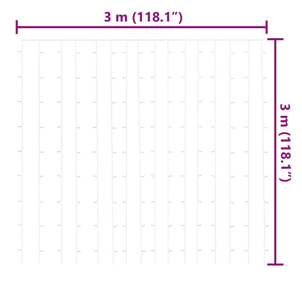 LED Curtain Fairy Lights 3x3m 300 LED Colourful 8 Function